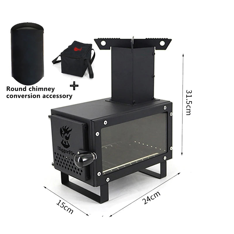 キャンプ用薪ストーブ 屋外用薪ストーブ 卓上ストーブ パイプコンバーター付き 調理用 ピクニック用 暖房用ストーブ ミニ薪ストーブ – キャンプブースト